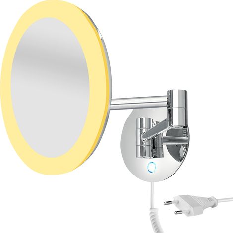 Lumineux Miroir Grossissant X 5, Rond, À Fixer (avec Perçage),avec Capteur Tactile Rétro-éclairé, Chrome Nimco (1/5)