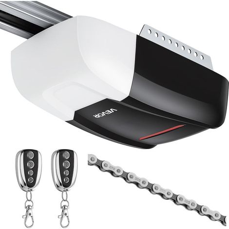Ouvre-Porte de Garage 1000 N, Motorisation Porte de Garage à Chaîne, pour Garage Résidentiel, Rail en 4 Sections, Éclairage LED, 2 Télécommandes, Commande à une Touche en Voiture, Noir et Blanc (1/5)