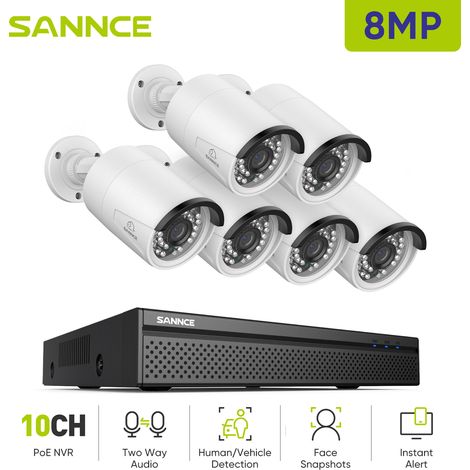 SANNCE 4K Outdoor Surveillance Kit 6 IP Cameras Smart Two-Way Audio IR Night Vision Security Camera System