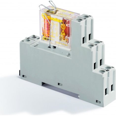 Interface relais de sécurité 2RT 8A 24V DC étrier métallique bornes à cage FINDER 481290245007SMA