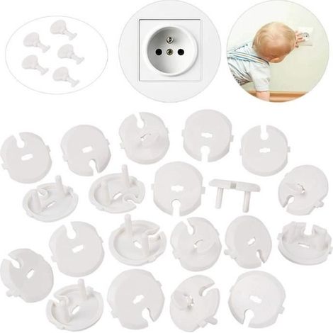 30pcs (25 caches + 5 clés) Caches Prises pour enfant Sécurité de Courant avec Caches Prises à mécanisme tournant (1/4)
