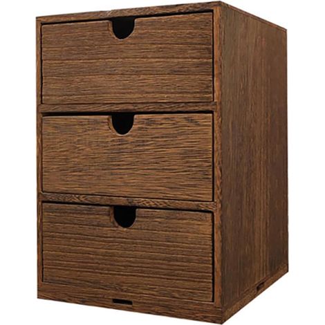 Boîte de Rangement en Bois à 3 Niveaux Marron Tiroirs Amovibles Organisateur de Bureau Compact pour Tri et Stockage Étagère à Tiroirs Pratique pour Maison et Bureau Rangement (1/5)