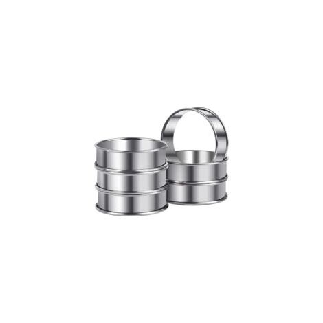 Juego de 6 aros para tartaletas, aro de 8 cm para repostería, aros y marcos para repostería, aro para tartaletas, molde para panqueques, aro de cocina de acero inoxidable para muffins, tartas, pastele