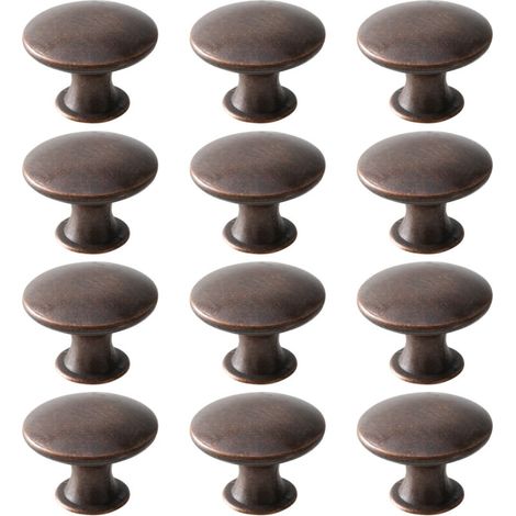 Lot de 12 boutons de porte pour placard, style vintage, ronds, en métal, pour cuisine et salle de bain, 30 x 21 mm, cuivre (1/4)