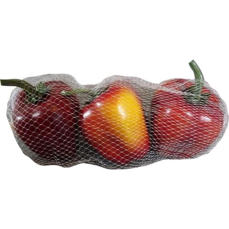Rote Paprika im Netz, 3 Stück, Größe 13 x 8 cm