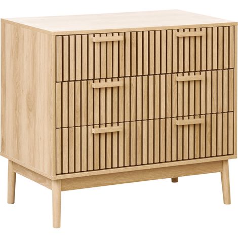 Cómoda moderna de 3 cajones estilo escandinavo Salón Dormitorio Madera clara Lynwood
