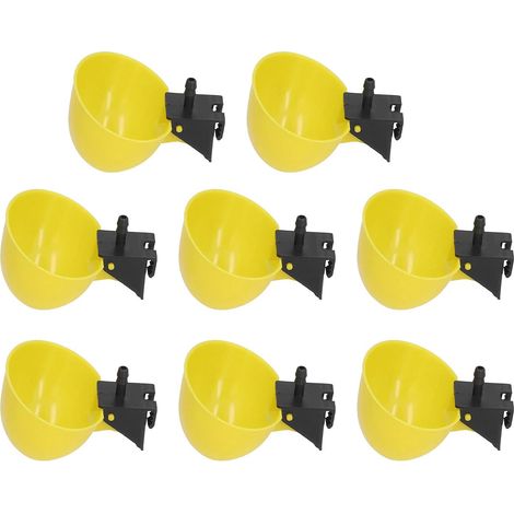 Set di 8 abbeveratoi per polli – tazza portatile – anello – giallo – 9,5 mm – per polli / piccioni / quaglie
