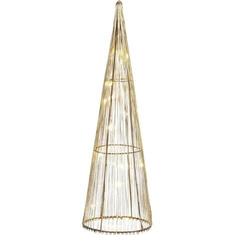Cono color champagne con led a batteria per decorazioni natalizie -H - 50 cm (1/3)