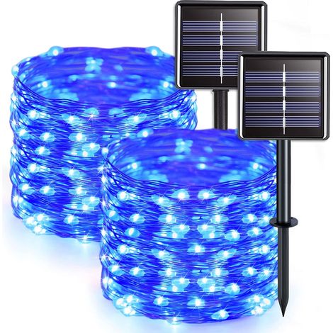 Guirlande Lumineuse Solaire - 100 LED Violettes - 10 M - 8 Modes Éclairage - Étanche IP44 - Pour Décoration Extérieure Halloween - Lot De 2 (1/5)