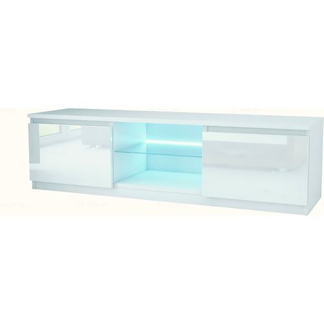 Meuble TV Kiffa LED 140 CM en 18 MM avec portes laquées (1/3)