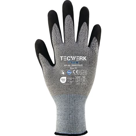 Gants Flex Taille 8 gris/noir EN 388 EPI II TECWERK (1/3)