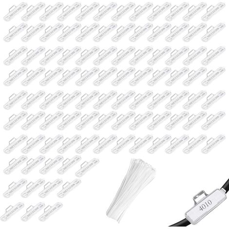 Lot de 100 étiquettes câble transparentes avec 100 colliers de serrage, marque câble en nylon isolant, système d’identification rapide pour câbles électriques, bureau, maison et gestion réseau (1/5)
