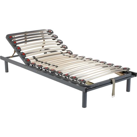 Vente-Unique – Sommier de relaxation lattes 3 plans de couchage 80 x 200 cm – 13 double-lattes multiplis – Charge maximale 250 kg – Inclinaison tête 29°