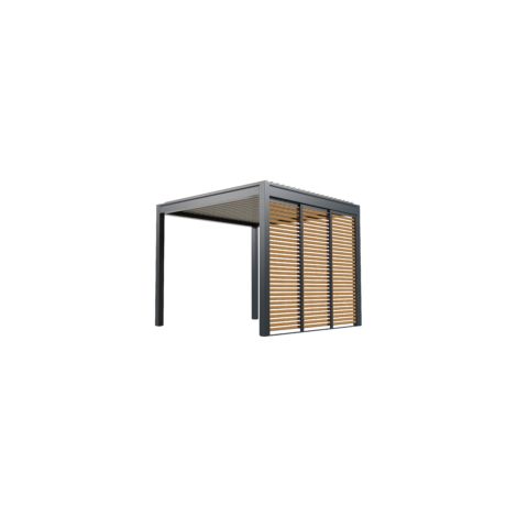 Paroi Coulissante Aluminium Anthracite et Aspect Bois 3m Pour Pergola O ORIAL France (1/5)