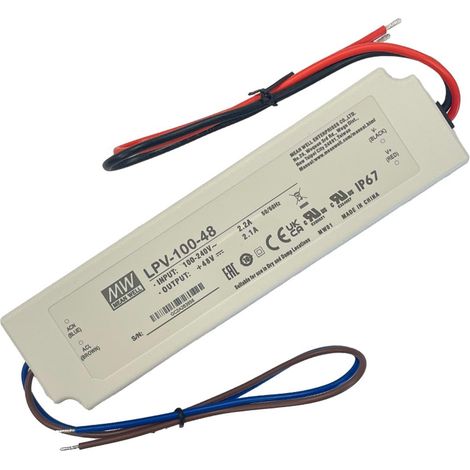 Meanwell LPV-100-48 - Alimentatore a commutazione LED, 100 W, 12 V, 2,5 A (1/2)