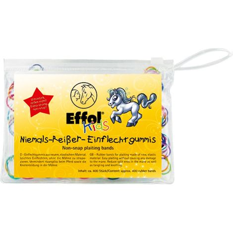 Les élastiques de crinière colorés Effol-Kids. Plusieurs couleurs assorties dans la même valise.