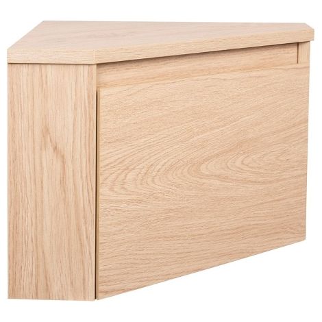 SINEA wandhängender Eckwaschtischunterschrank, B.36,5 x H.28 x T.36,5 cm, beige Holzoptik (1/4)