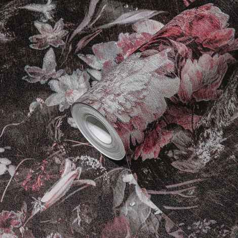 Papier peint fleuri vintage pivoines rose Papier peint intissé et embossé Facile à appliquer Idéal pour salon (1/5)
