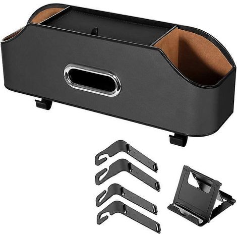 Auto-Kopfstützen-Rücksitz-Organizer mit 2 Getränkehaltern, Handyhaltern, Haken und Taschentuchbox A (1/5)