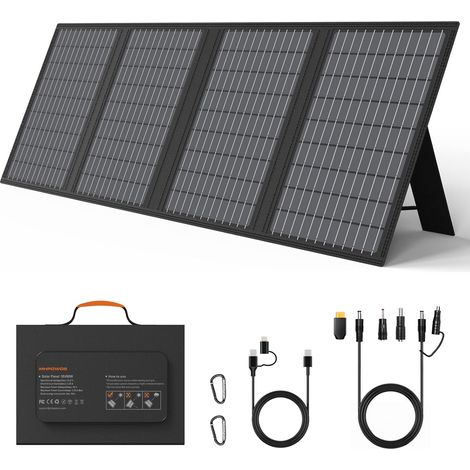 Chargeur solaire portable 60W avec support, panneau solaire pliable avec sorties USB-C, USB-A et DC, pour la randonnée, l'alimentation de secours pour les petits générateurs électriques (1/5)