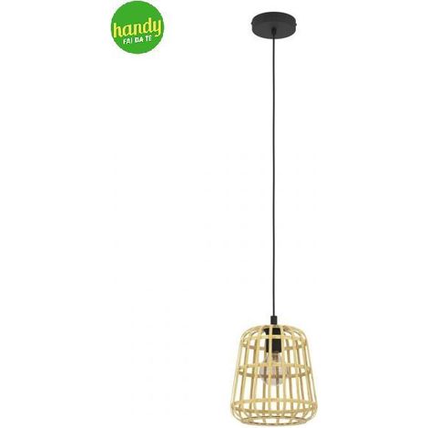 Lampada a sospensione Eglo Montezuelo 1 x E27 Legno Naturale e Nero (1/4)