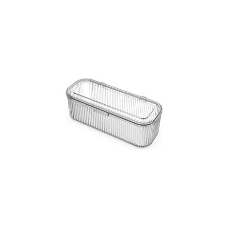 Caja para guardar brochas de maquillaje, caja transparente para esponjas de maquillaje, caja de almacenamiento de cosméticos con tapa, caja de exhibición de tocador, 1 compartimento (1 unidad - Crezuo