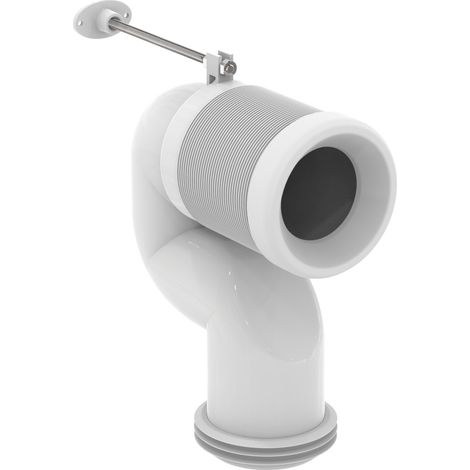 Ideal Standard Raccord universel pour WC, coude à 90°, rallonge de tuyau de chasse d'eau pour sortie verticale, longueur ajustable – surface neutre (1/3)