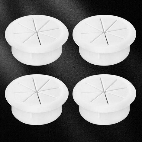 Plastic Cable Grommets, 4 Pieces, 60mm Cable Thread Cover, Cable Hole Grommets, Desk Cable Cover for Office Furniture, Computer Desk, White (1/4)