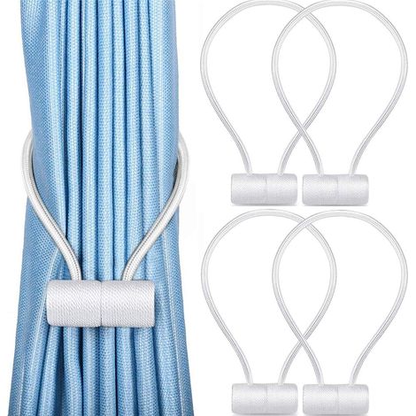 MINKUROW Fermatenda Magnetici Per Tende, Set Di 4 Fermacravatte, Fermagli Per Tende, Fibbie, Fermacravatte Magnetiche Per La Decorazione Della Casa (Bianco) (1/5)