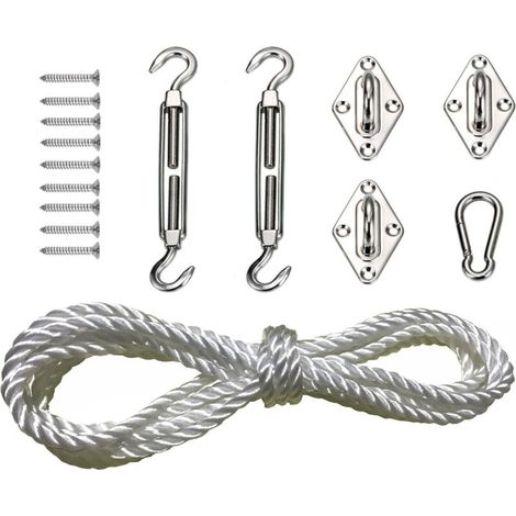 M8 Trousse de quincaillerie complète pour voile d'ombrage Pour le triangle et le carré, Rectangle, acier inoxydable 304 Accessoires de fixation de voile de soleil en acier inoxydable (1/5)