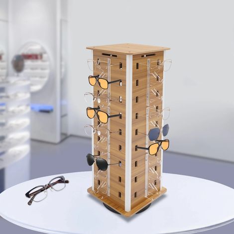 Présentoir de lunettes de soleil de grande capacité carré à quatre côtés, peut pivoter à 360 °, peut contenir 36 lunettes de paiement, 36 36 66cm (1/5)