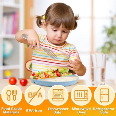 Assiette divisée 5 pièces, assiette compartiment pour adulte et enfant, assiette de rééquilibrage alimentaire, assiette plastique réutilisable (1/4)