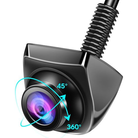 Telecamera posteriore per auto, camion, camper, 1080P, girevole a 360°, telecamera di retromarcia anteriore, visione notturna, assistenza al parcheggio, grandangolo 170°, universale 12V-24V