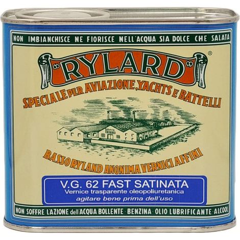 RYLARD VG 62 Fast Vernice trasparente oleopoliuretanica per legno, satinata, lattina da 500 ml.