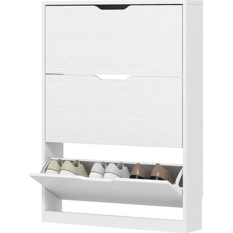 Zapatero slim con 3 puertas abatibles, blanco, 80 x 17 x 108 cm, MODENUIT (1/5)