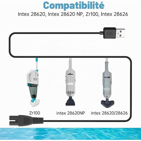 Chargeur 12,6 V pour robot de piscine Seagull SE 600/1000/1500/P1111/Pilot H1  Câble d'alimentation de rechange de 2 m pour aspirateur automatique de piscine, chargement (1/4)