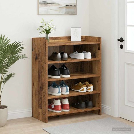 Meuble à chaussures en bois d’ingénierie, grande capacité, bois ancien, 73,5 x 36 x 92 cm - PANGIVO (1/5)