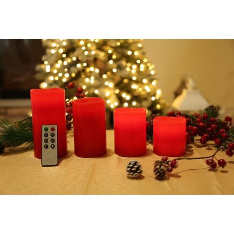 12x LED Echtwachs Kerzen 4er Set Teelichter Tischdekoration Leuchten Weihnachten (1/4)