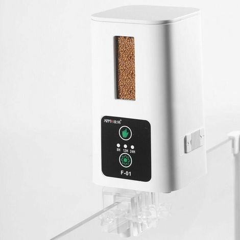 Automatique mangeoire Grande Capacité Distributeur de Nourriture Rotation à 360° Fonctionnant réglable sur Batterie pour Les Vacances de l'aquarium (1/5)