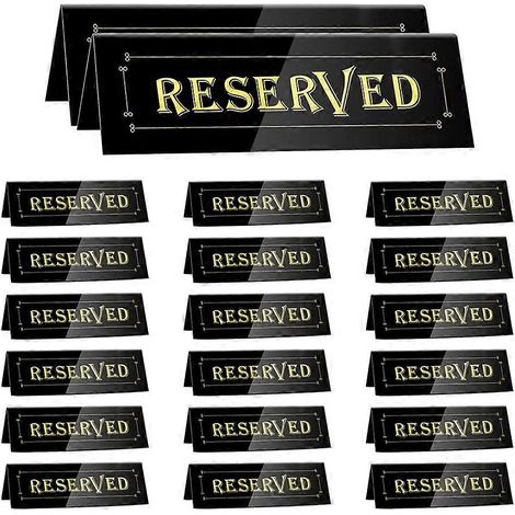 Lot de 20 panneaux chevalets de table en acrylique « Réservé », pour mariages, restaurants, bureaux et réunions. (1/5)