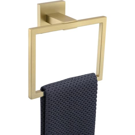 Porte-Serviette Doré Salle de Bain, Support Serviette Main en Acier Inoxydable, Barre Carrée Murale, Fixation Mural (1/4)