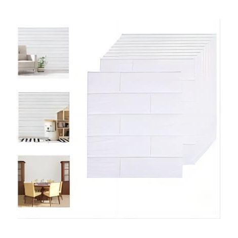 10 Pieces 3D Brick Wallpaper, Self Adhesive White Brick Wall Stickers, Waterproof for Decoration, DIY Decorative Wall Panel for Bedroom Home Kitchen (35x38.5cm, White) (1/5)