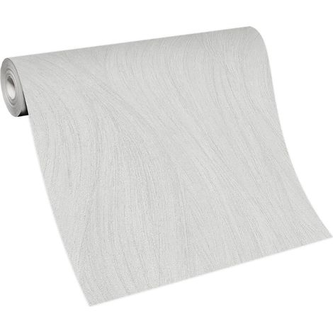 BRICOFLOR Papier Peint moderne blanc  Papier Peint intissé à rayures blanc  Tapisserie rayures pour couloir, salle de bain & plus (1/5)