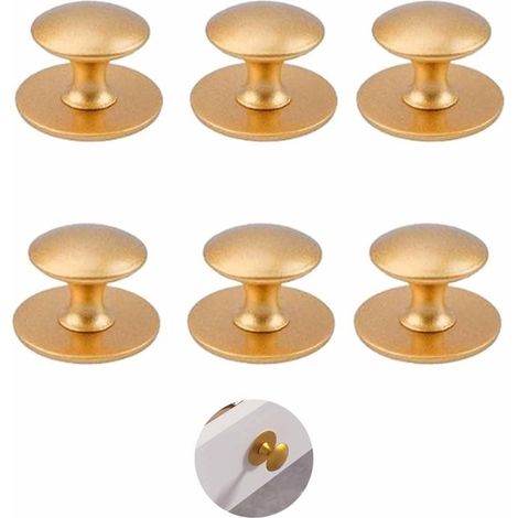 Lot de 6 boutons de meubles - Acier inoxydable doré - Boutons de meubles autocollants - Adhésif puissant, convient aux portes de placards et aux poignées de tiroirs (1/5)