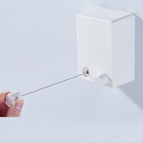 Étendoir à linge extensible en acier inoxydable de 4,2 m, sans trous, pour la maison et le balcon, blanc (1/5)
