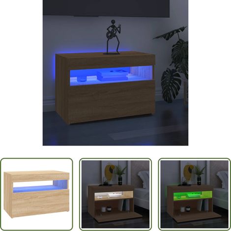 LED-Leuchten - TV-Schrank mit LED-Leuchten Sonoma-Eiche 60x35x40 cm (1/5)