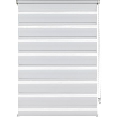 Deco Company, Doppia Tenda a Rullo con morsetti, Doppio Rullo/Lato oscurato, Trasparentee e strisce opache, Tutte parti montaggio incluse, Bianco, 75 x 150 cm (LxA), 23-1006