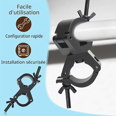 Crochet Jeux de Lumières Dj Truss Clamp 29mm-35mm Crochet de Fixation Projecteur, Porteur Double Collier de Serrage Pivotant Eclairage Light Fixation sur Tube Rond (1/3)