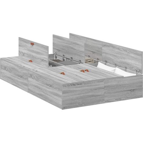 Maison Exclusive - Struttura letto con contenitore Grigio Sonoma 120 x 200 cm