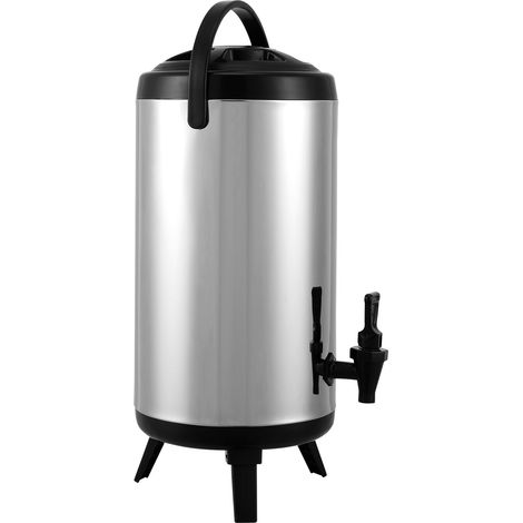 Distributeur de boissons en acier inoxydable, 9,2 L, thermos chaud/froid, avec robinet et poignée, alimentaire, pour thé, café, eau en restaurant. (1/5)
